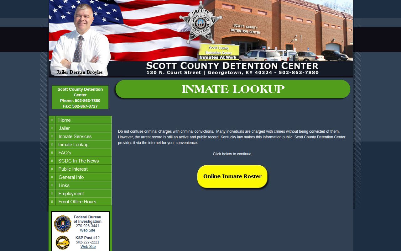 Scott County Detention Center official inmate lookup gateway