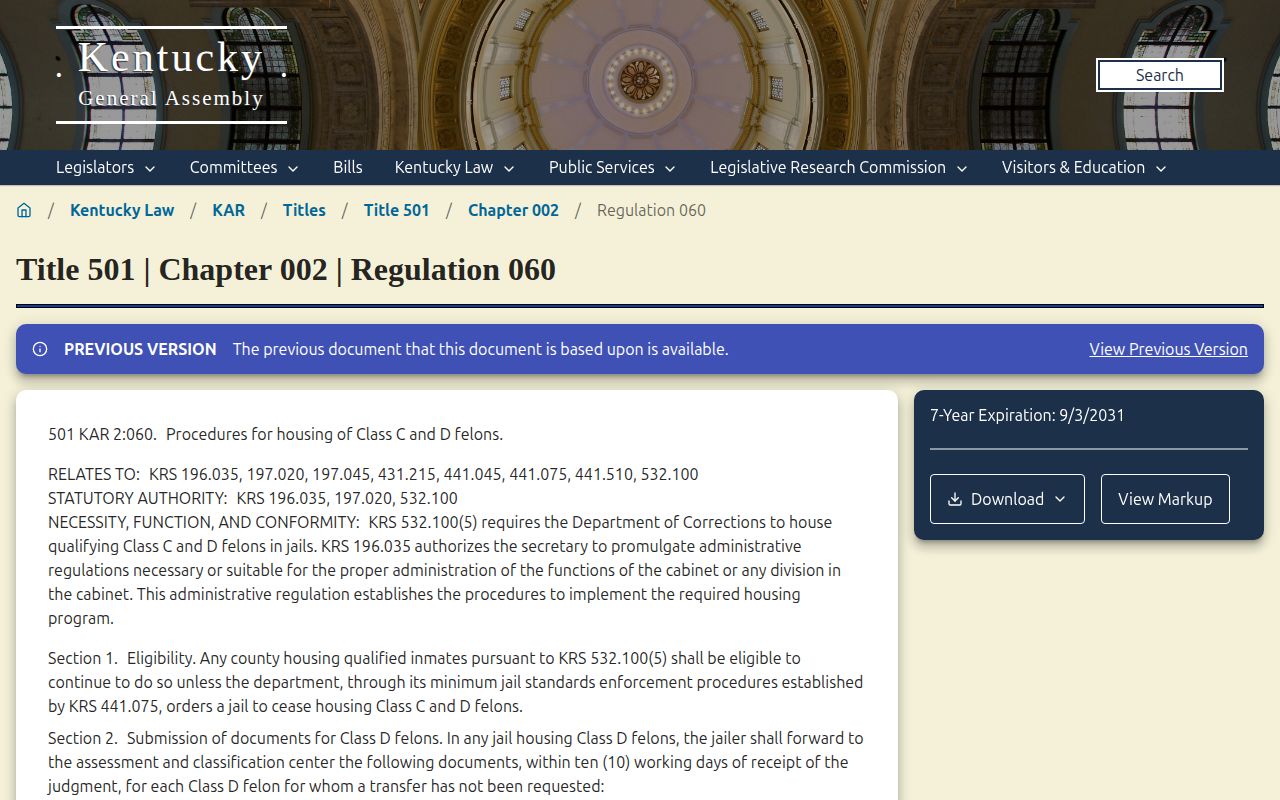 Scott County qualified state-felon projected release credit regulation